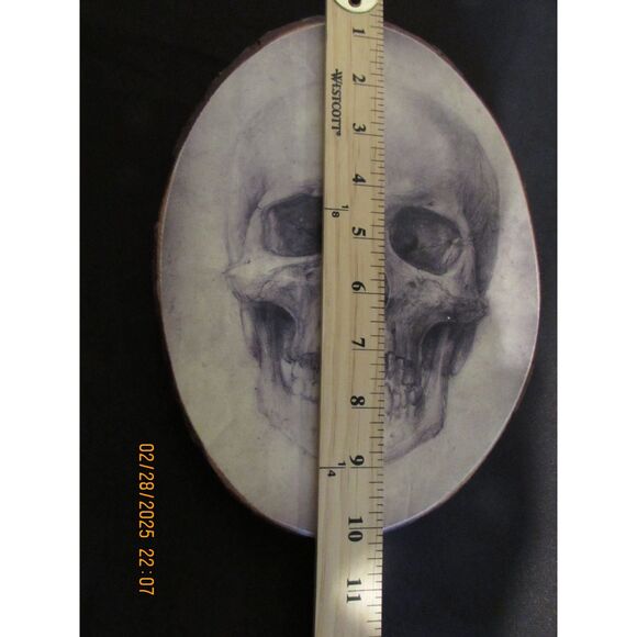 Wood sliced plaque human skull wood art wall picture gothic goth gallery wall - Picture 8 of 9